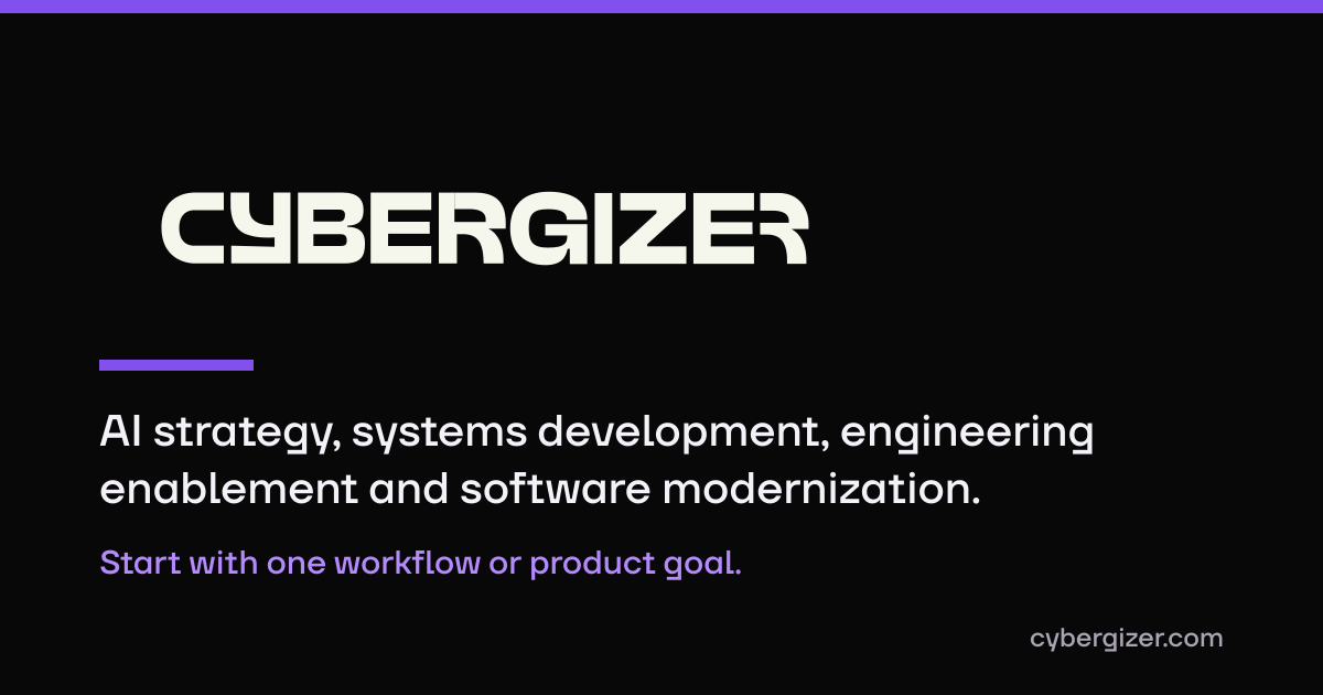 Cybergizer wordmark on a dark background